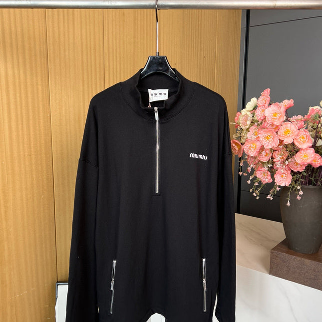MIUMIU COTTON ZIP-UP SWEATSHIRT STYLE 348