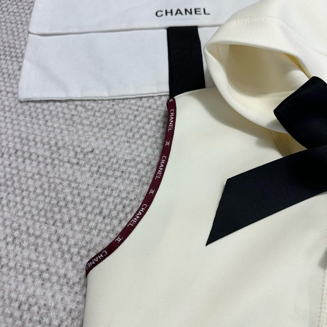 CC 25 Bow Hooded Swimsuit Ivory Polyester Fiber