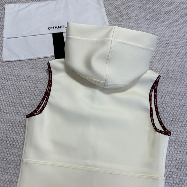CC 25 Bow Hooded Swimsuit Ivory Polyester Fiber