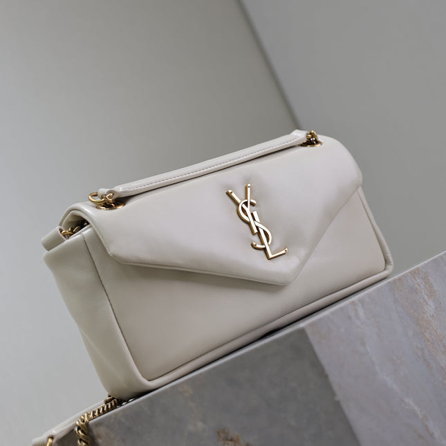 YSL 25S CALYPSO HANDBAG 26 IN IVORY LAMBSKIN GOLD HARDWRE