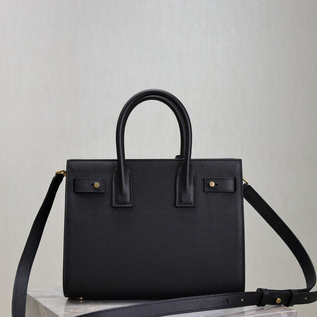 YSL 25S SAC DE JOUR MM 26 IN BLACK SUPPLE GRAINED CALFSKIN GOLD HARDWRE