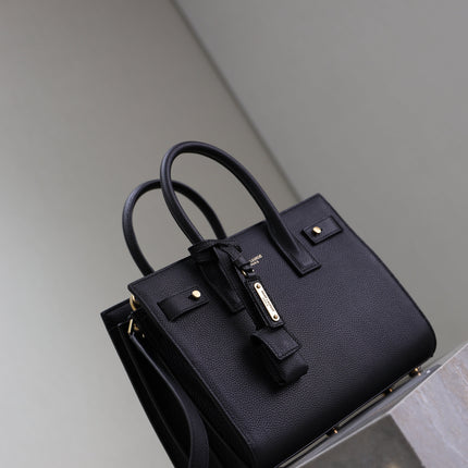YSL 25S SAC DE JOUR MM 26 IN BLACK SUPPLE GRAINED CALFSKIN GOLD HARDWRE