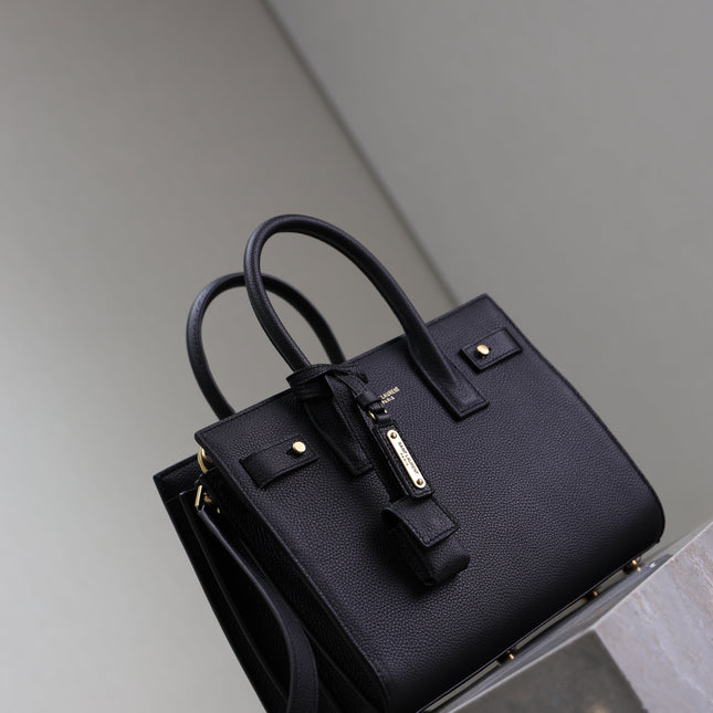 YSL 25S SAC DE JOUR MM 26 IN BLACK SUPPLE GRAINED CALFSKIN GOLD HARDWRE