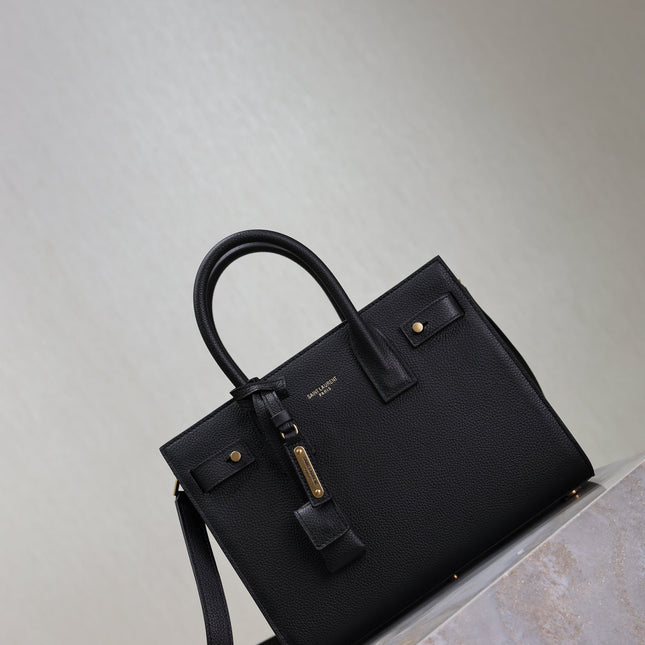 YSL 25S SAC DE JOUR MM 26 IN BLACK SUPPLE GRAINED CALFSKIN GOLD HARDWRE