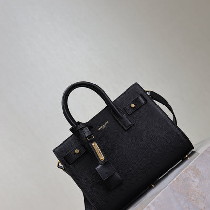 YSL 25S SAC DE JOUR 22 IN BLACK SUPPLE GRAINED CALFSKIN GOLD HARDWRE