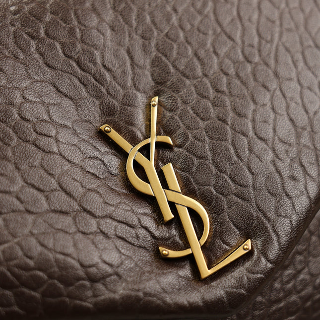 YSL 25S CALYPSO GM 38 IN DARK CHOCOLATE CALFSKIN GOLD HARDWRE