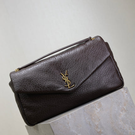 YSL 25S CALYPSO GM 38 IN DARK CHOCOLATE CALFSKIN GOLD HARDWRE