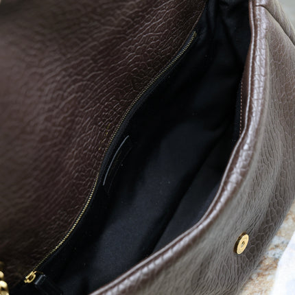 YSL 25S CALYPSO GM 38 IN DARK CHOCOLATE CALFSKIN GOLD HARDWRE