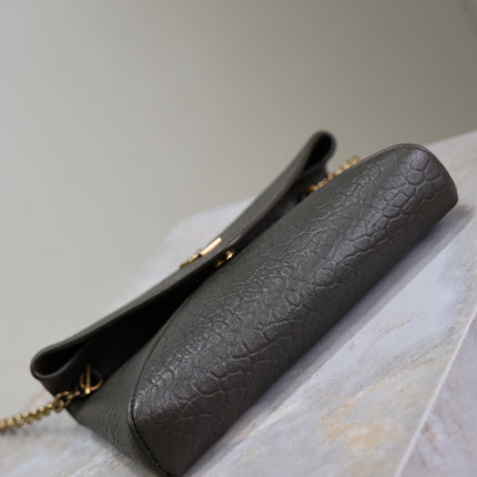 YSL 25S CALYPSO MINI 19 IN CHARCOAL GRAY LAMBSKIN GOLD HARDWRE