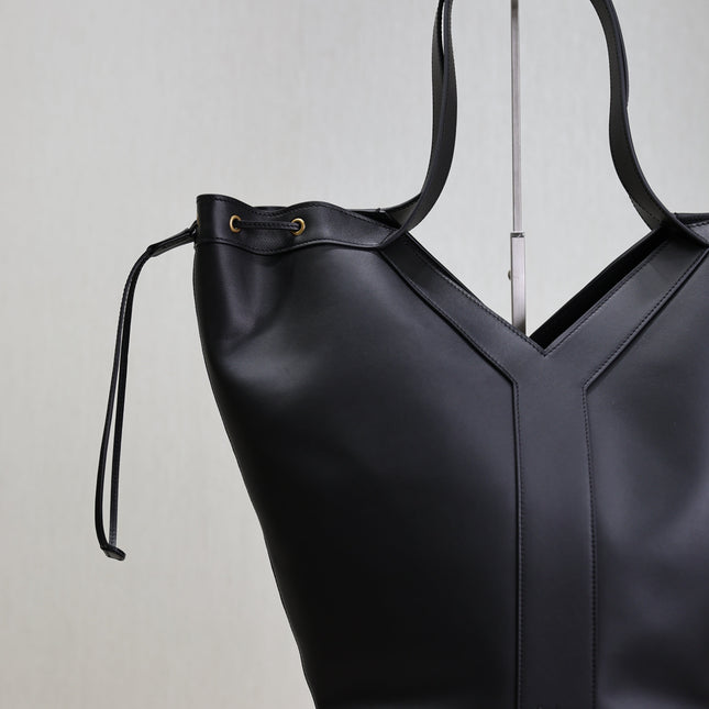 YSL 25S Y LARGE HOBO 50 IN BLACK CALFSKIN GOLD HARDWRE