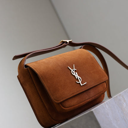 YSL 25S NIKI SATCHEL 22 IN DARK CARAMEL SUEDE GOLD HARDWRE