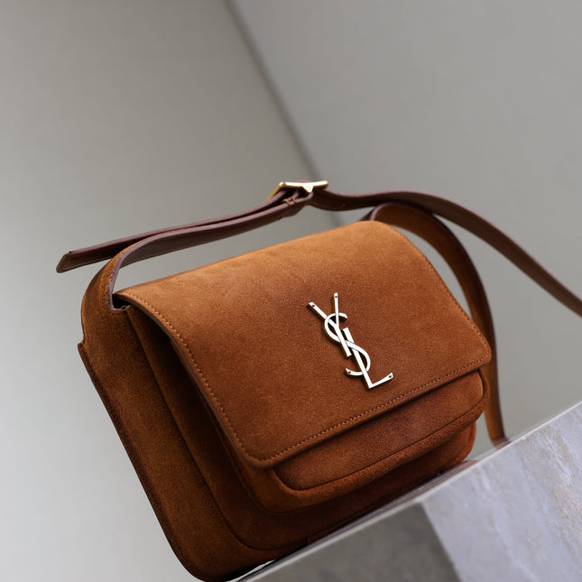 YSL 25S NIKI SATCHEL 22 IN DARK CARAMEL SUEDE GOLD HARDWRE