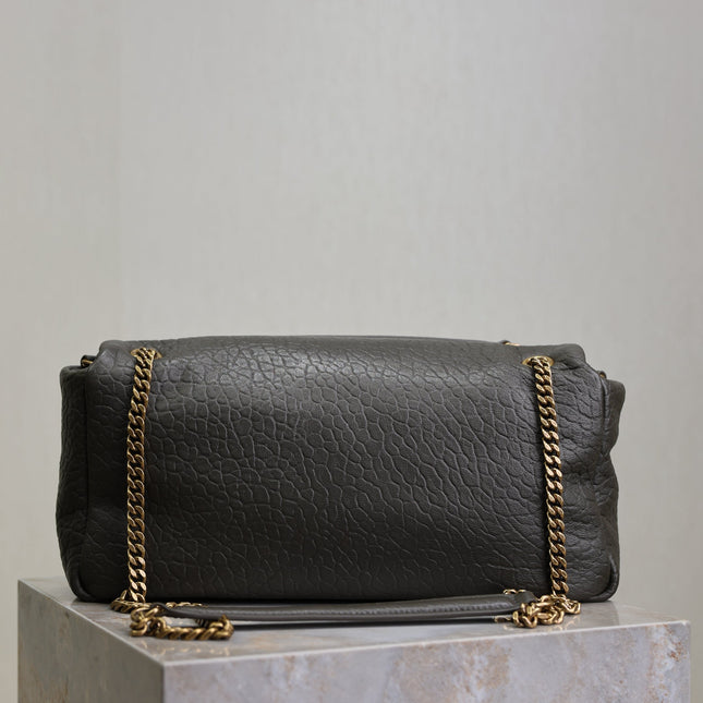 YSL 25S CALYPSO 30 IN DARK OLIVE GRAINED CALFSKIN GOLD HARDWRE