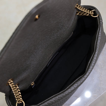YSL 25S CALYPSO 30 IN DARK OLIVE GRAINED CALFSKIN GOLD HARDWRE