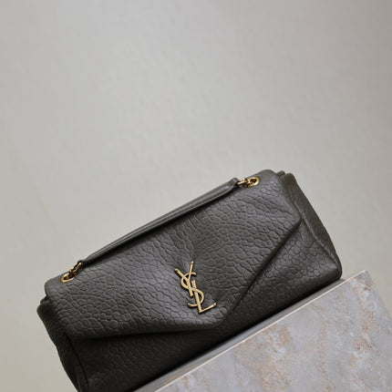 YSL 25S CALYPSO 30 IN DARK OLIVE GRAINED CALFSKIN GOLD HARDWRE