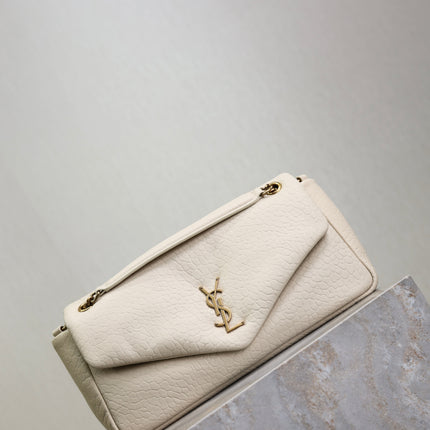YSL 25S CALYPSO 30 IN IVORY GRAINED CALFSKIN GOLD HARDWRE