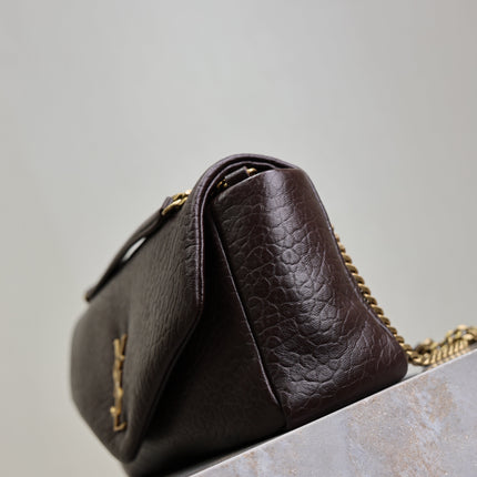 YSL 25S CALYPSO 30 IN DARK CHOCOLATE GRAINED CALFSKIN GOLD HARDWRE