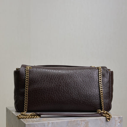 YSL 25S CALYPSO 30 IN DARK CHOCOLATE GRAINED CALFSKIN GOLD HARDWRE