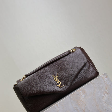 YSL 25S CALYPSO 30 IN DARK CHOCOLATE GRAINED CALFSKIN GOLD HARDWRE