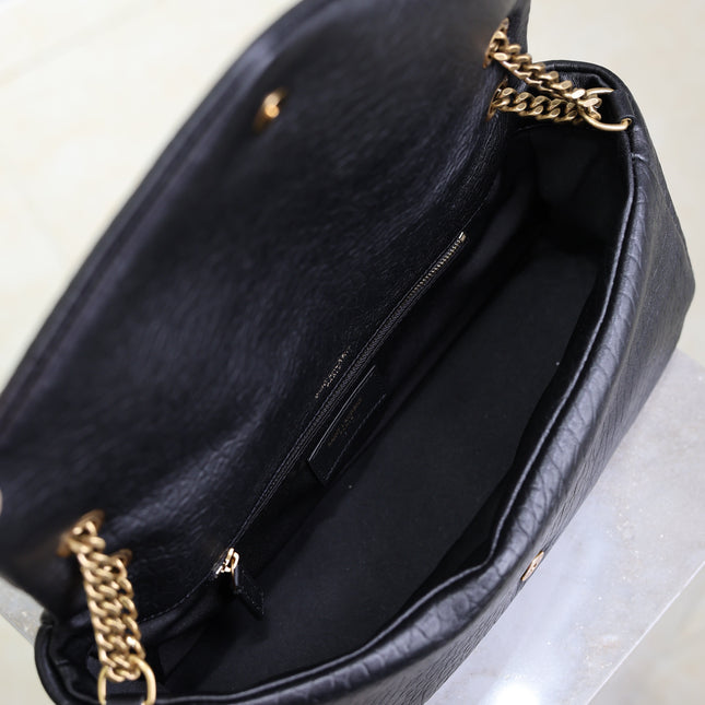 YSL 25S CALYPSO 30 IN BLACK GRAINED CALFSKIN GOLD HARDWRE
