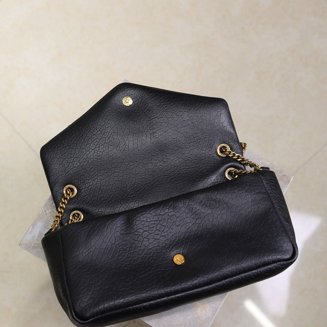 YSL 25S CALYPSO 30 IN BLACK GRAINED CALFSKIN GOLD HARDWRE