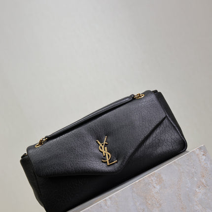 YSL 25S CALYPSO 30 IN BLACK GRAINED CALFSKIN GOLD HARDWRE