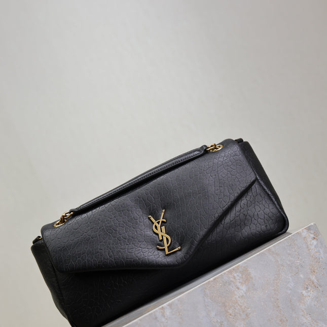 YSL 25S CALYPSO 30 IN BLACK GRAINED CALFSKIN GOLD HARDWRE
