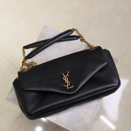 YSL 25S CALYPSO 30 IN BLACK GRAINED CALFSKIN GOLD HARDWRE