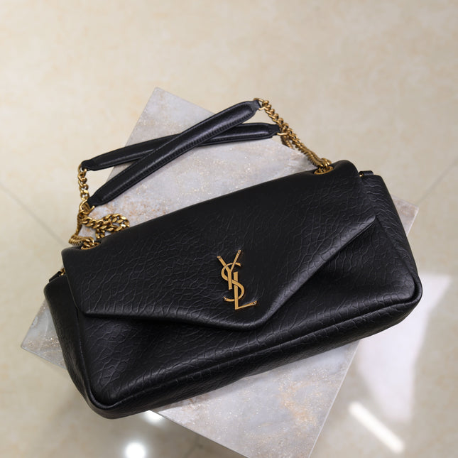 YSL 25S CALYPSO 30 IN BLACK GRAINED CALFSKIN GOLD HARDWRE