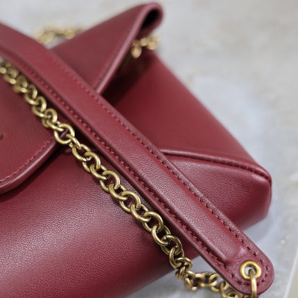 YSL 25S CALYPSO MINI 19 IN BURGUNDY CALFSKIN GOLD HARDWRE