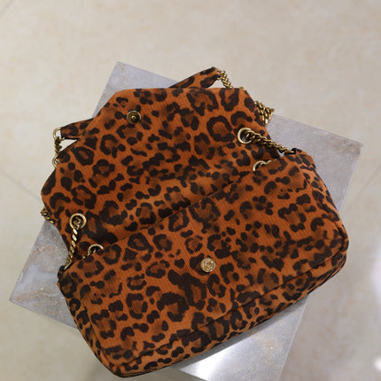 YSL 25S CALYPSO HANDBAG 26 IN BROWN LEOPARD PRINT VELVET GOLD HARDWRE