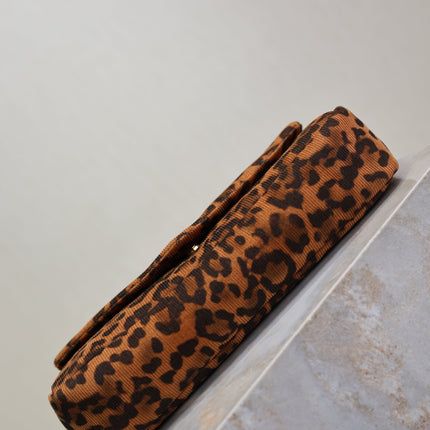 YSL 25S CALYPSO HANDBAG 26 IN BROWN LEOPARD PRINT VELVET GOLD HARDWRE