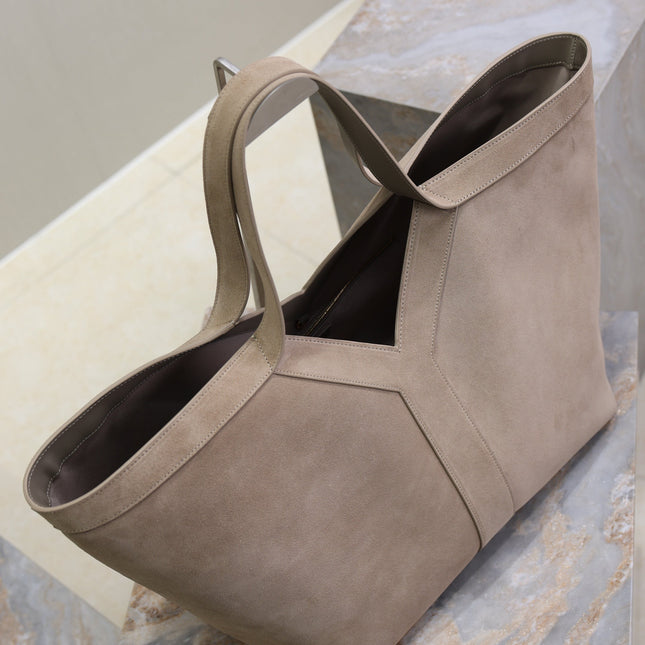 YSL 25S Y MAXI TOTE 50 IN DRY GRAIN SUEDE GOLD HARDWRE