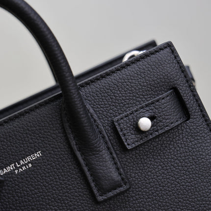 YSL 25S SAC DE JOUR 22 IN BLACK GRAINED CALFSKIN SILVER HARDWRE