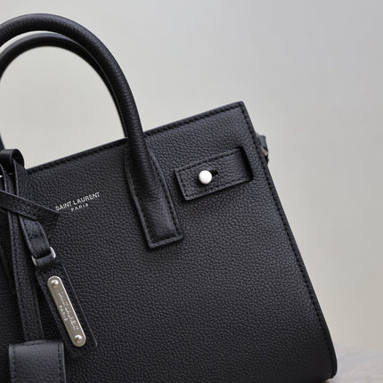 YSL 25S SAC DE JOUR 22 IN BLACK GRAINED CALFSKIN SILVER HARDWRE