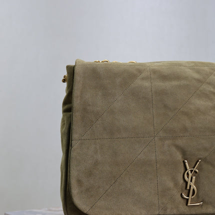YSL 25S LARGE JAMIE 43 IN MUTED KHAKI SUEDE GOLD HARDWRE