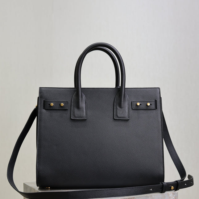 YSL 25S SAC DE JOUR GM 32 IN BLACK SUPPLE GRAINED CALFSKIN GOLD HARDWRE