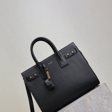 YSL 25S SAC DE JOUR GM 32 IN BLACK SUPPLE GRAINED CALFSKIN GOLD HARDWRE