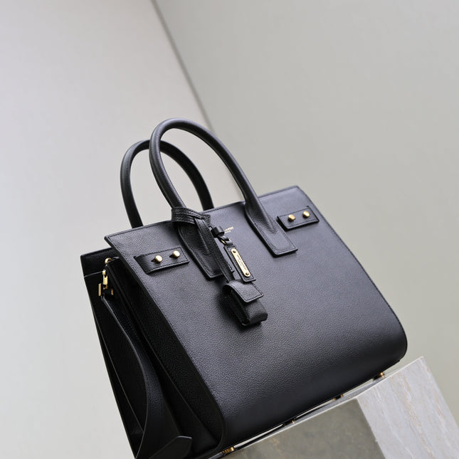 YSL 25S SAC DE JOUR GM 32 IN BLACK SUPPLE GRAINED CALFSKIN GOLD HARDWRE