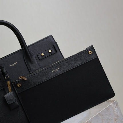 YSL 25S SAC DE JOUR GM 32 IN BLACK SUPPLE GRAINED CALFSKIN GOLD HARDWRE