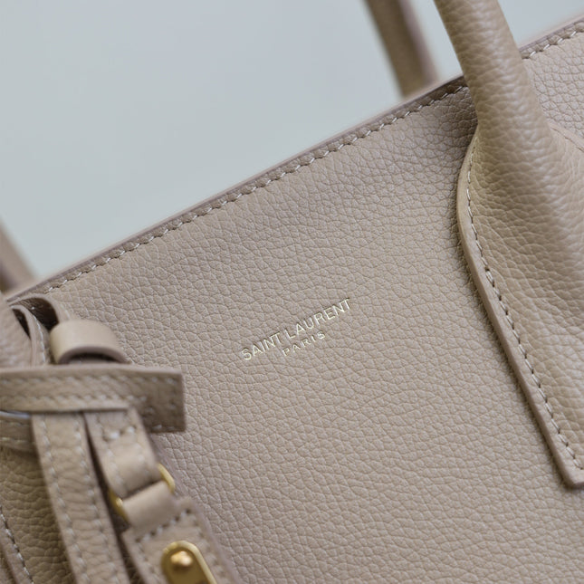 YSL 25S SAC DE JOUR GM 32 IN DARK BEIGE SUPPLE GRAINED CALFSKIN