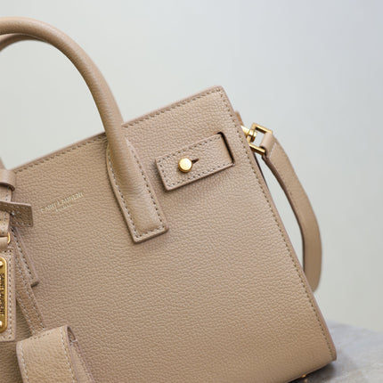 YSL 25S SAC DE JOUR 22 IN DARK BEIGE SUPPLE GRAINED CALFSKIN