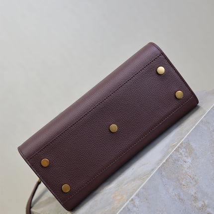 YSL 25S SAC DE JOUR MM 26 IN ROUGE CABERNET SUPPLE GRAINED CALFSKIN