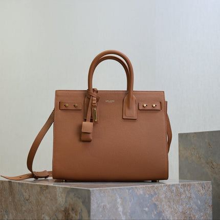 YSL 25S SAC DE JOUR GM 32 IN CHESTNUT BROWN SUPPLE GRAINED CALFSKIN