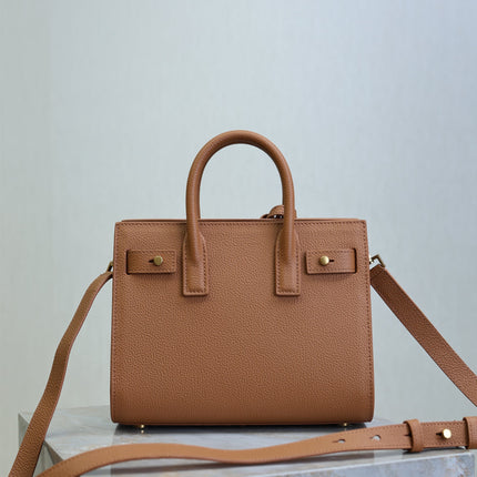 YSL 25S SAC DE JOUR MM 26 IN CHESTNUT BROWN SUPPLE GRAINED CALFSKIN