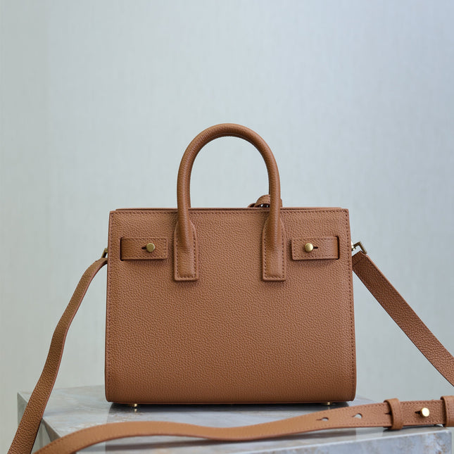 YSL 25S SAC DE JOUR MM 26 IN CHESTNUT BROWN SUPPLE GRAINED CALFSKIN