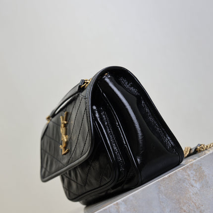 YSL 25S NIKI BAG 22 IN BLACK GLOSSY CALFSKIN GOLD HARDWRE