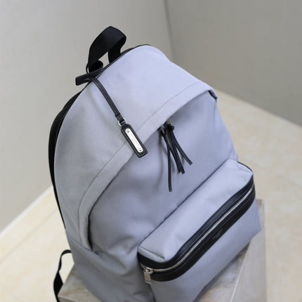 YSL 25S CITY BACKPACK 38 IN SLATE GRAY CANVAS AND CALFSKIN