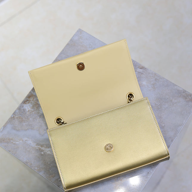 YSL 25S KATE TASSEL 20 IN GOLD METALLIC CALFSKIN GOLD HARDWRE