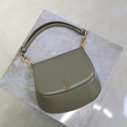 YSL 25S MINI VOLTAIRE 21 IN DEEP MUSK CALFSKIN SAINT LAURENT GOLD HARDWRE